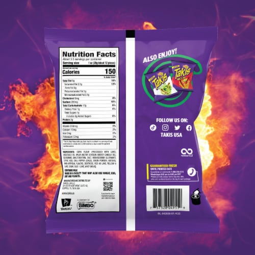 Takis Crunchy Fajitas Fajita Rolled Tortilla Chips Perspective: bottom