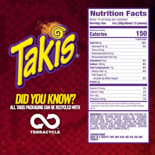 Takis Cobra Worcestershire Sauce Rolled Tortilla Chips Perspective: bottom