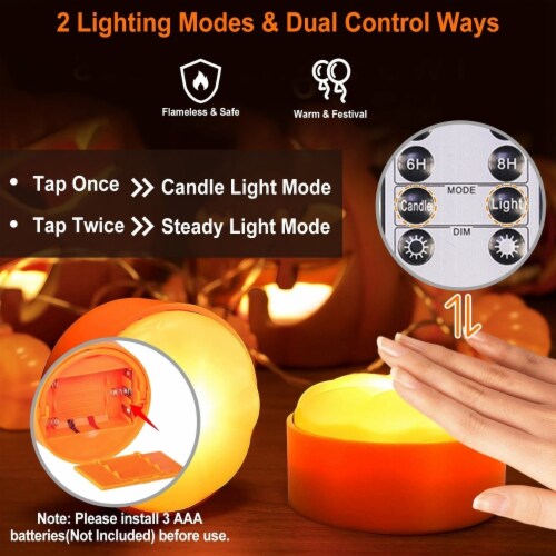 4 Pack Halloween Led Pumpkin Lights Battery Operated Halloween Decoration Lights With 2 Ligh 1 unit Smith s Food and Drug