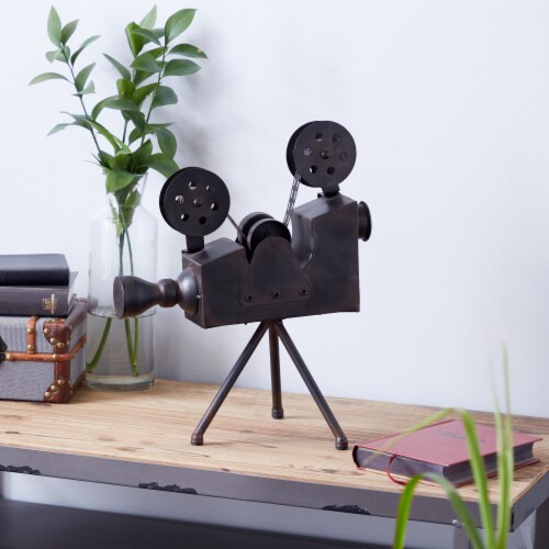Uma Enterprises Metal Movie Camera Table Decor with Tripod Base - Brown Perspective: bottom