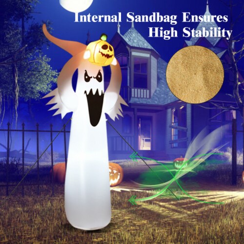 Gymax 6FT Halloween Inflatable Blow Up Ghost w/ Pumpkin LED Lights Yard Decoration Perspective: bottom