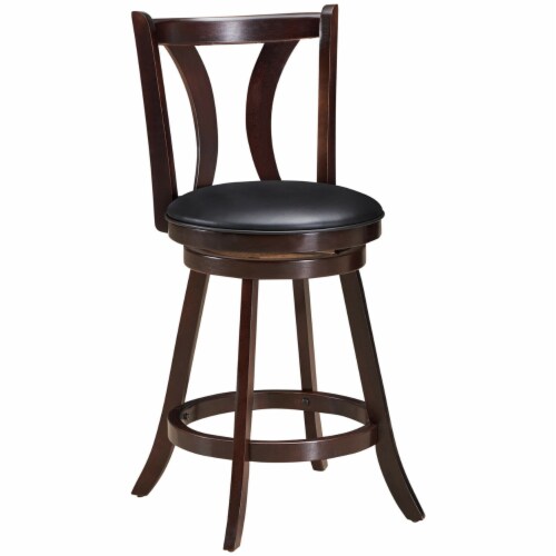 Gymax Set of 2 Swivel Bar stool 24'' Counter Height Leather Padded Dining Kitchen Chair Perspective: bottom