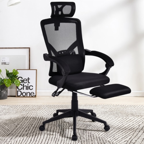 Gymax mesh office chair recliner high back adjustable sales with headrest & lumbar support