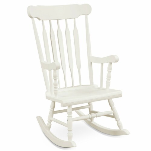 Wooden Rocking Chair Single Rocker Indoor Garden Patio Yard White