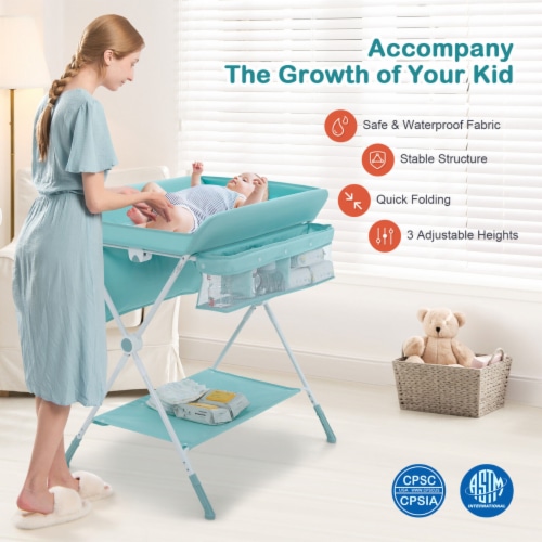 Baby Changing Table Folding Infant Diaper Station Nursery Organizer Storage Perspective: bottom