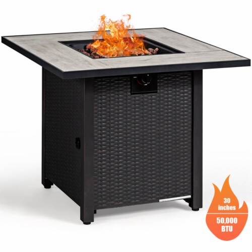 Gymax 30'' Gas Fire Table 50,000 BTU Square Propane Fire Pit Table Patio Yard Perspective: bottom