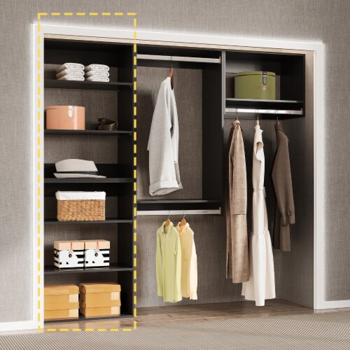 LOVMOR 25.5" W Black Short Tower Wood Built In Closet Organizer Unit, Wood Closet Organizer Perspective: bottom