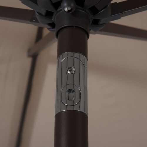 WestinTrends 9 ft. Patio Table Umbrella w/Black Round Freestanding Weight Base, Beige Perspective: bottom