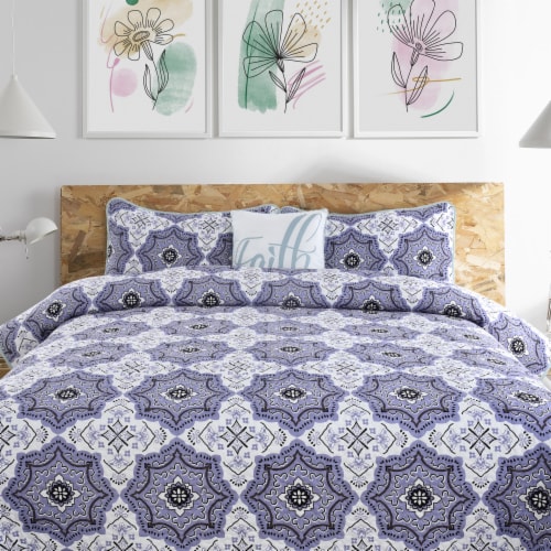 Lux Decor Collection 4-Piece Reversible Quilt Set (Queen-Navy Blush Greyson) Perspective: bottom