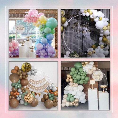 LANGXUN White Circle Mesh Decoration Arch Kit for Wedding and Birthday Party Perspective: bottom