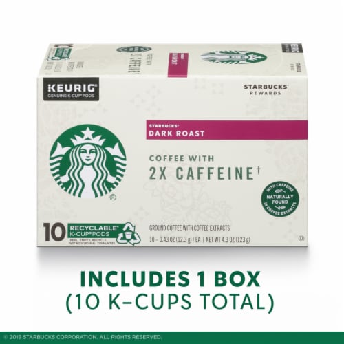 Starbucks PLUS with 2X Caffeine Dark Roast K Cup Coffee Pods 10