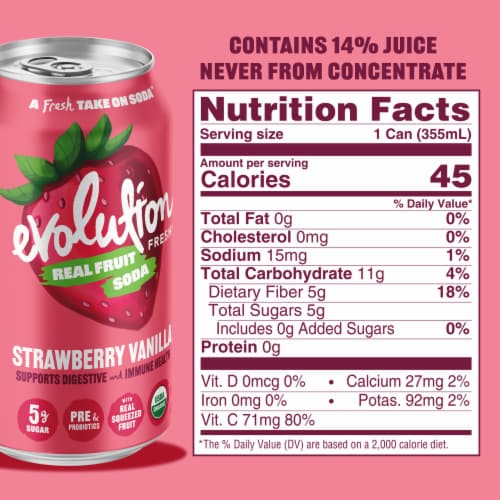 Evolution Fresh® Strawberry Vanilla Organic Real Fruit Soda Perspective: bottom