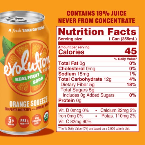 Evolution Fresh® Orange Squeeze Organic Real Fruit Soda Perspective: bottom