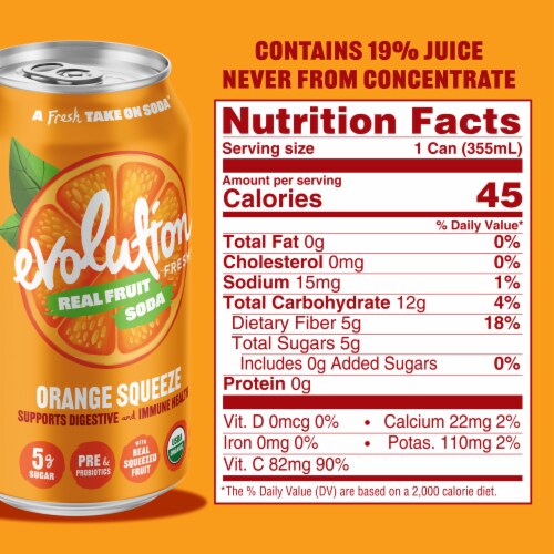 Evolution Fresh® Orange Squeeze Organic Real Fruit Soda Perspective: bottom