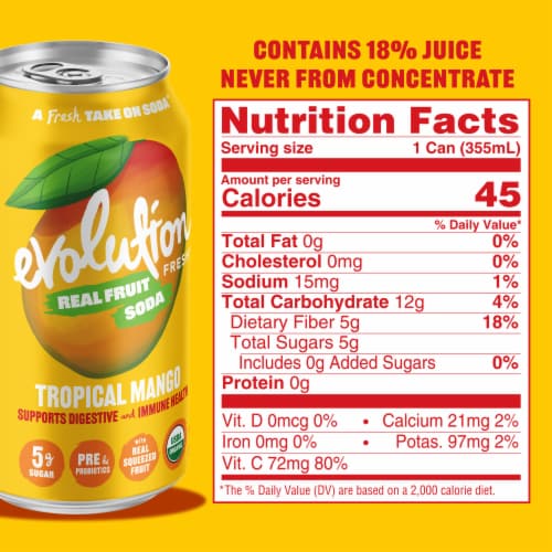Evolution Fresh® Tropical Mango Organic Real Fruit Soda Perspective: bottom