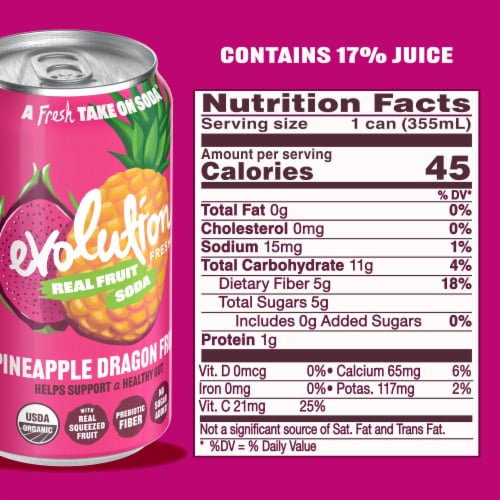 Evolution Fresh® Pineapple Dragon Fruit Organic Real Fruit Soda Perspective: bottom