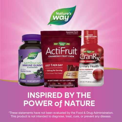 Nature's Way ActiFruit Cranberry Fruit with D-Mannose Vegetarian Soft Chews 500 mg Per Serving Perspective: bottom