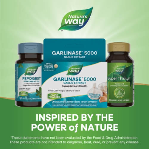Nature's Way Garlinase 5000 Enteric Coated Tablets Perspective: bottom