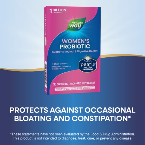 Nature's Way Women's Probiotic Pearls No Refrigeration Required Softgels 1 Billion Live Cultures Perspective: bottom