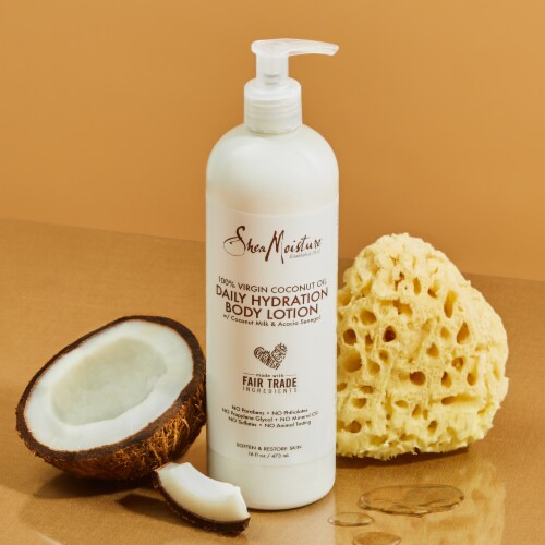 SheaMoisture Daily Hydration 100% Virgin Coconut Oil Body Lotion Moisturizer Perspective: bottom