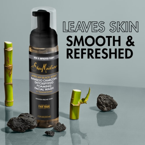Shea Moisture Foaming Face Wash African Black Soap Bamboo Charcoal for Oily Blemish Prone Skin Perspective: bottom