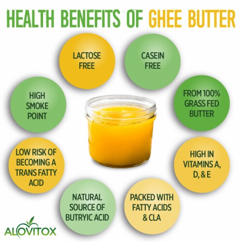 100 Natural GrassFed Ghee 8.4oz by Alovitox Organic Desi Ghee, Non
