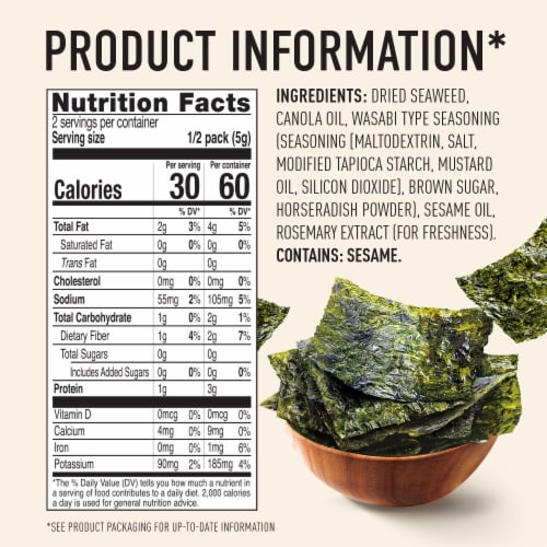 Annie Chun's Wasabi Flavored Roasted Seaweed Snacks Perspective: bottom