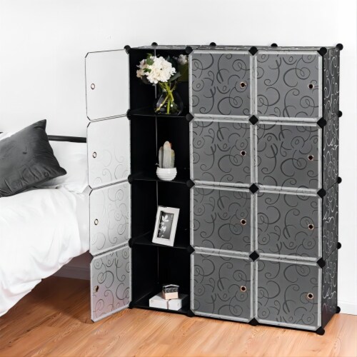 12 Cube Plastic Wardrobe Cupboard Closet Cabinet Organiser Storage