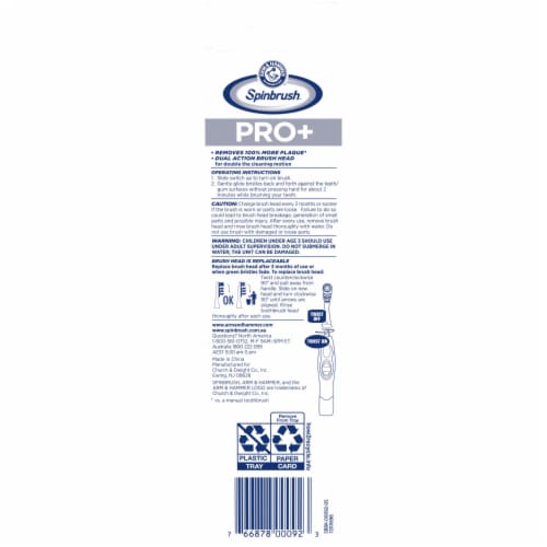 Spinbrush Pro+ Deep Clean Replacement Heads Soft Bristles For Electric Battery Powered Toothbrush Perspective: bottom