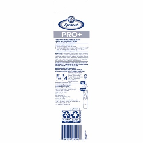 Spinbrush Pro+ Deep Clean Replacement Heads Soft Bristles For Electric Battery Powered Toothbrush Perspective: bottom