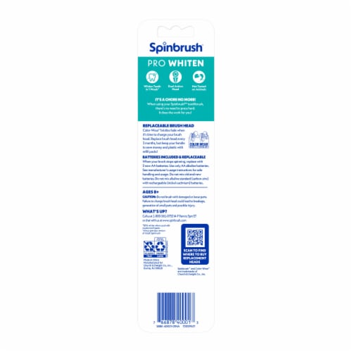 Spinbrush PRO WHITEN Adult Soft Bristles Battery Powered Electric Toothbrush Perspective: bottom
