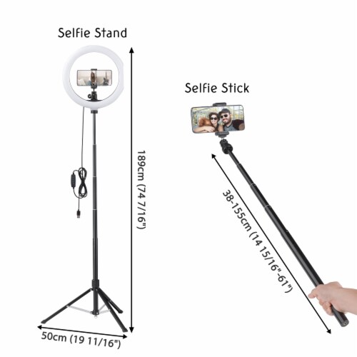 10x8.5 Ft Background Backdrop Stand Kit 12 LED Ring Light Dimmable Photo Video Perspective: bottom