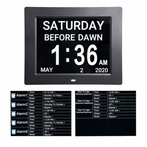8 LCD Day Clock Digital Calendar Alarm Large Dementia Table Home Office 2 Pack Perspective: bottom