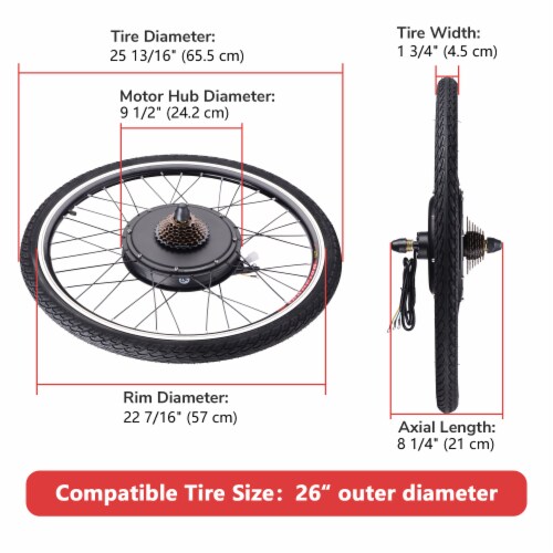 Yescom Electric Bicycle Motor Kit 26 Rear Wheel 48V 1500W E-bike