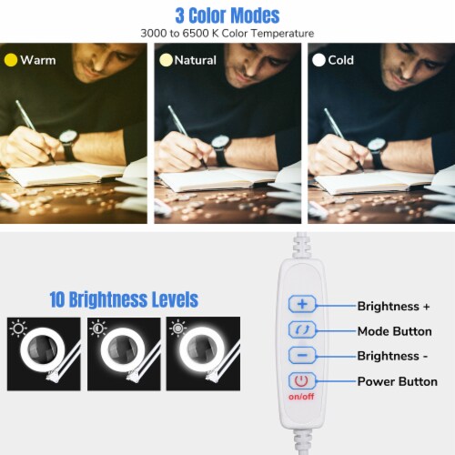 5X LED Magnifying Lamp Desk Light with Clamp Adjustable Arm for Cosmetic Sewing Perspective: bottom