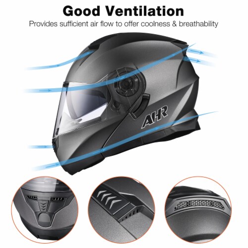 AHR Motorcycle Flip up Full Face Helmet Bluetooth 5.0 Headset DOT Approved M Perspective: bottom