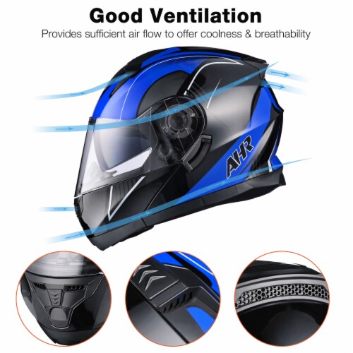 AHR Motorcycle Flip up Full Face DOT Helmet Bluetooth 5.0 Headset