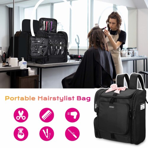 Byootique Soft Rolling Hair Stylist Train Case w Hair Tools Travel Bag Backpack 1 Foods Co