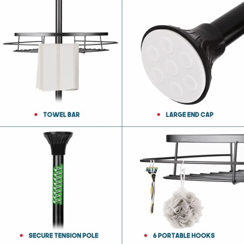 Rosefray Adjustable Height Shower Caddy Tension Pole w/ 4 Big Baskets, 6  Hooks, 1 Piece - Kroger