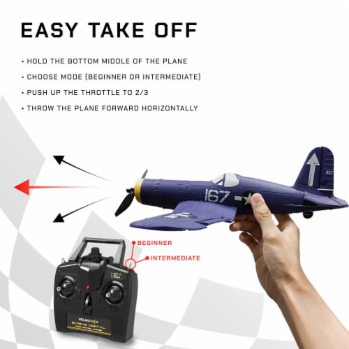 VOLANTEXRC Corsair F4U One Key Turn Remote Control Airplane w/ Xpilot Stabilizer Perspective: bottom