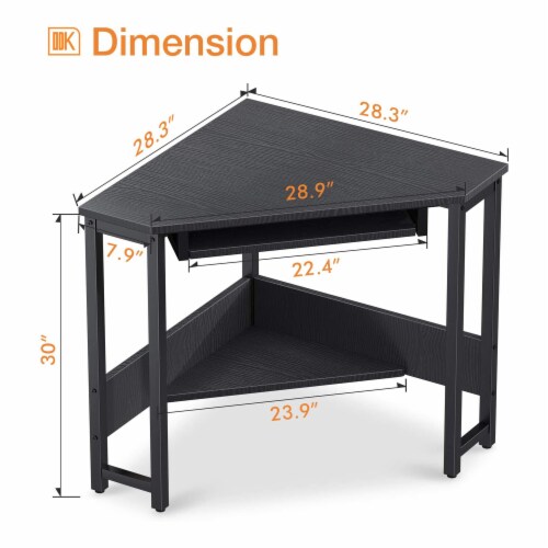 ODK Modern Triangle Corner Computer Writing Desk w/ Smooth Keyboard Tray, Black Perspective: bottom