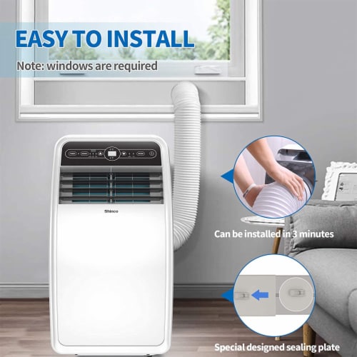 8000 BTU Portable Air Conditioner with Remote, 24H Timer, Dehumidifier, Window Mount Kit Included