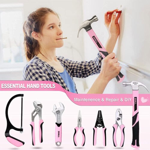 Tool Set Kit Box Pink For Women Ladies Girl Hand Tools Hammer Pliers  Screwdriver