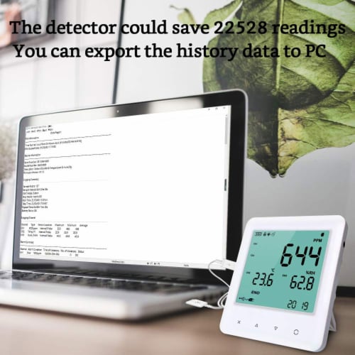 GZAIR 3 Portable Indoor Temperature & Relative Humidity Carbon Dioxide Detector Perspective: bottom
