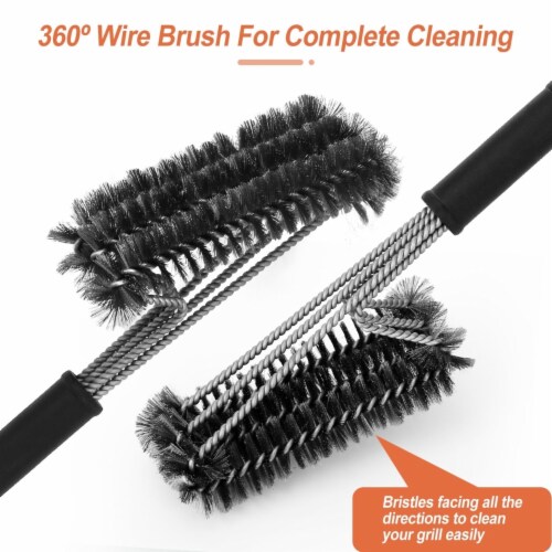 BBQ Grill Cleaning Brush Stainless Steel Barbecue Cleaner with 18in Suitable Handle Perspective: bottom