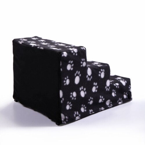 3 Steps Pet Stairs for Dogs and Cats - White claw with black bottom Perspective: bottom