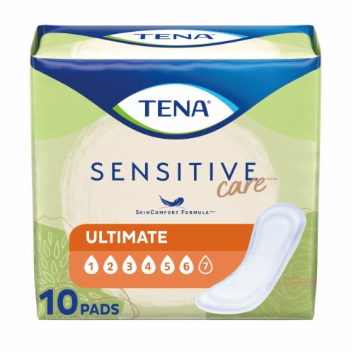 TENA Sensitive Care Ultimate Female Incontinent Pad Regular Length 16 L 54427, 10 Ct Perspective: bottom