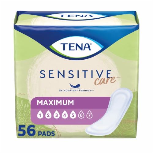 TENA Sensitive Care Maximum Female Incontinent Pad Regular Length 13 L 54267, 56 Ct Perspective: bottom