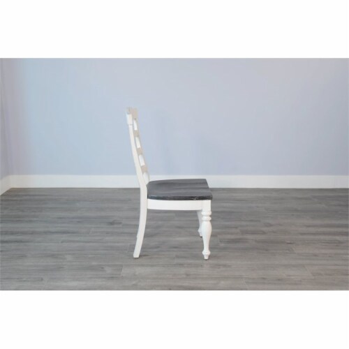 Sunny Designs Carriage House 41  Ladderback Chair with Wood Seat in White Perspective: bottom