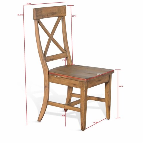 Sunny Designs Tuscany 18  Mahogany Wood Crossback Chair in Medium Brown Perspective: bottom